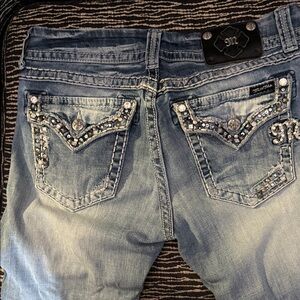 Miss Me Blue Straight Jeans with Embellishments